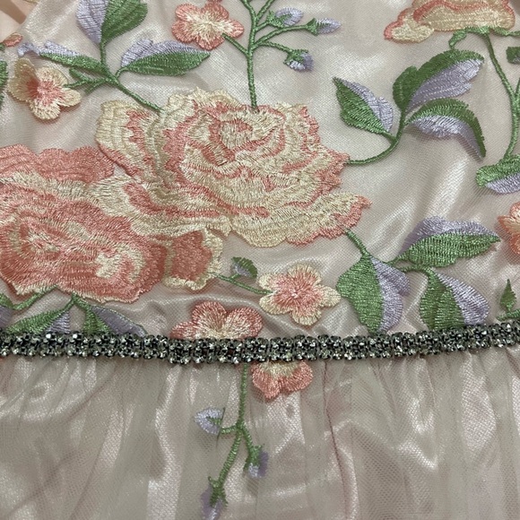 Rare Editions Pink and Green Flutter Sleeve Maxi Dress - Picture 12 of 16